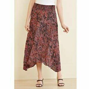 NEW Evereve Peyton Jensen Bias Cut Midi Skirt Abstract Snake Skin Print - M